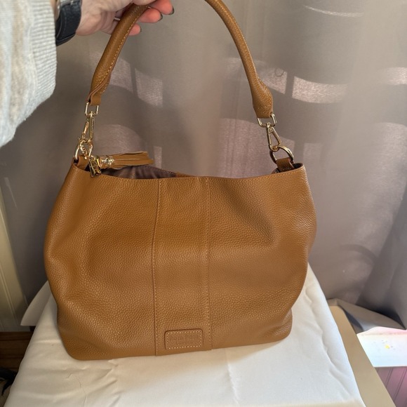 Pom Pom London Lambeth Leather Convertible Bucket Bag Maple Brown - Picture 3 of 16